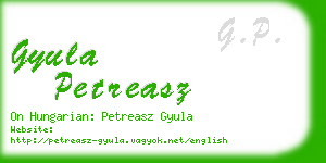 gyula petreasz business card